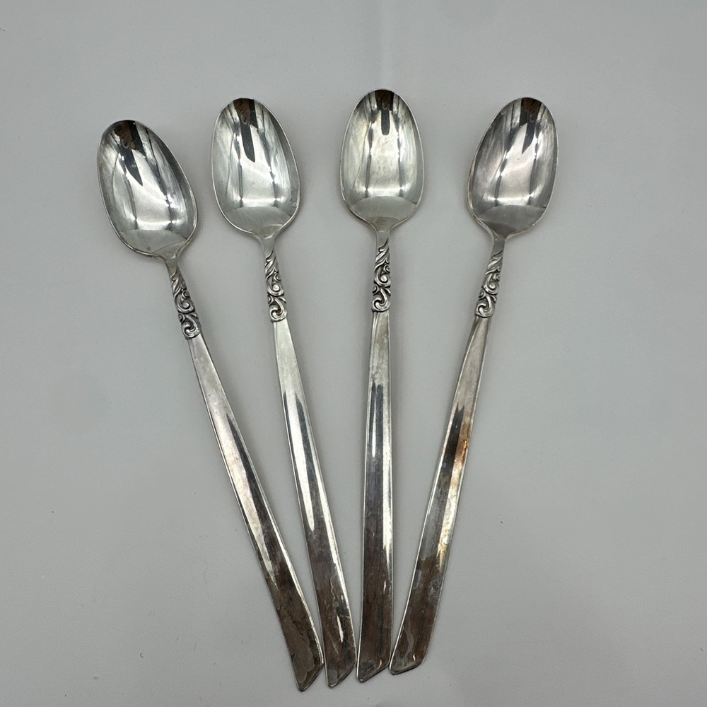 VTG Set of 4 Oneida Community South Seas Silverplate Iced Tea Spoon (7.5") MCM